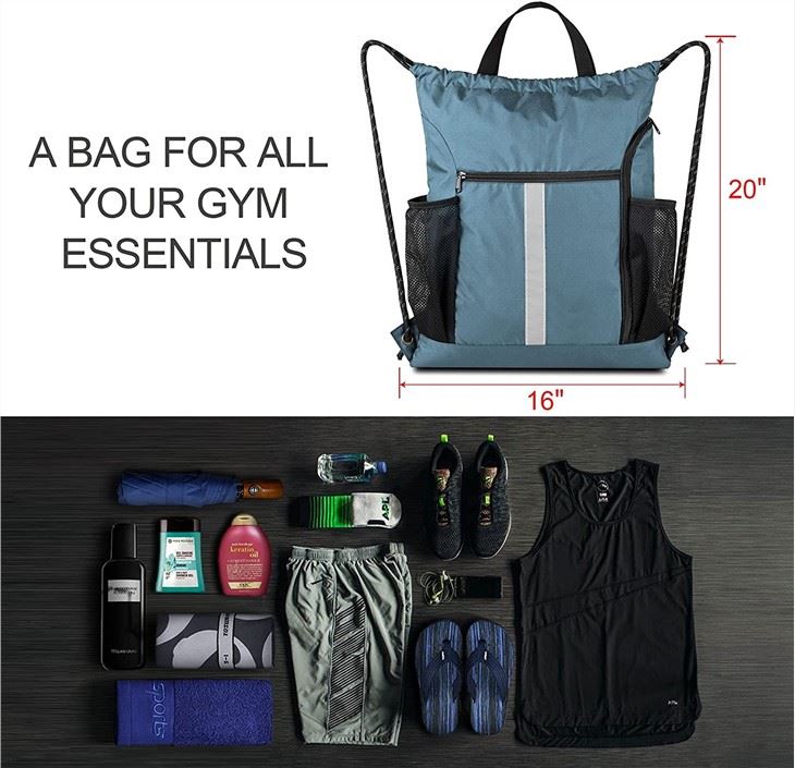 Gym Bag With Shoe Compartment And Two Water Bottle Holder