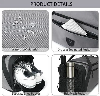 High Quality Gray Duffle Bag